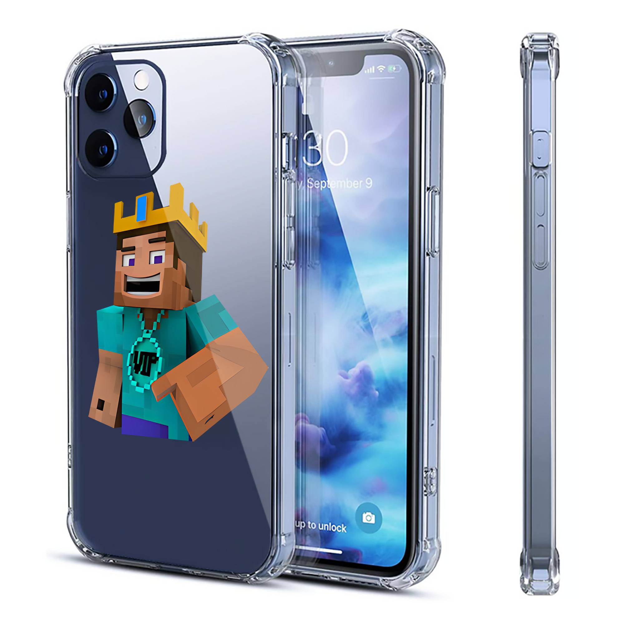 （画像用） マインクラフト ブロックの世界 Minecraft MC Block world 【iPhone 12シリーズ対応】透明スマホケース（クリアソフトケース）
